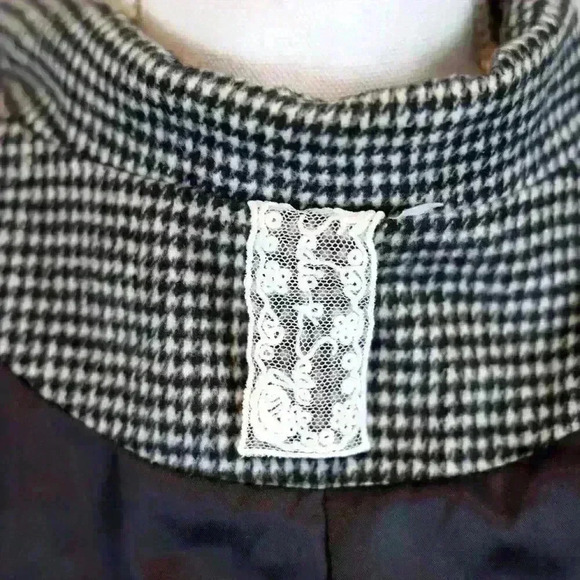 SADIE & SAGE Black White Plaid Tweed Trench Coat Size Small - Picture 4 of 8